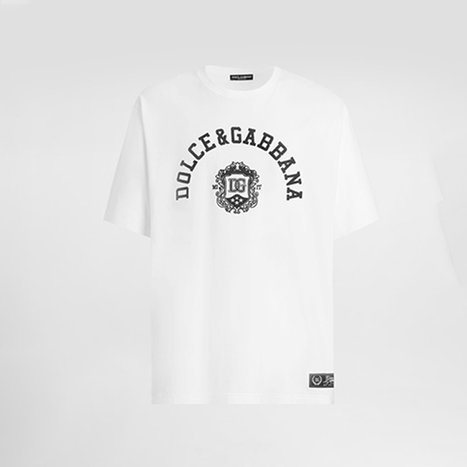 dolce & gabbana arch logo crest embroidery knit t shirt